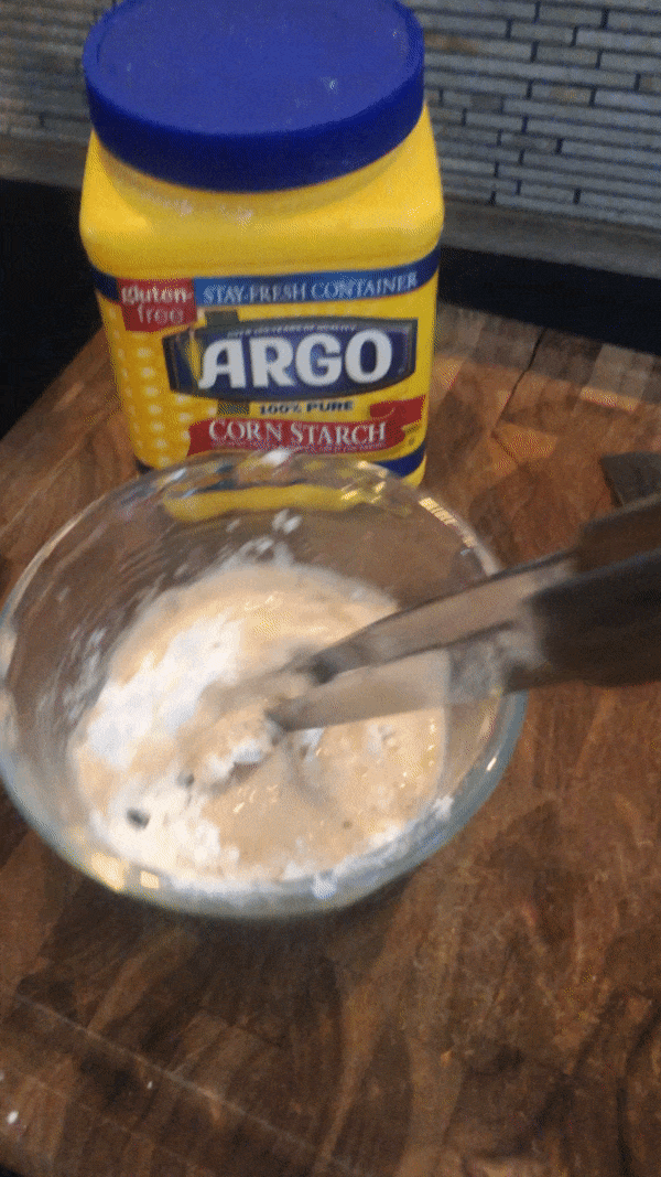gif of mixing corn starch and water to make slurry